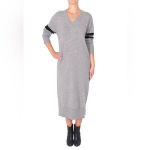 T Alexander Wang Merino Wool V Neck  Designer Black Sweater Dress Size Small